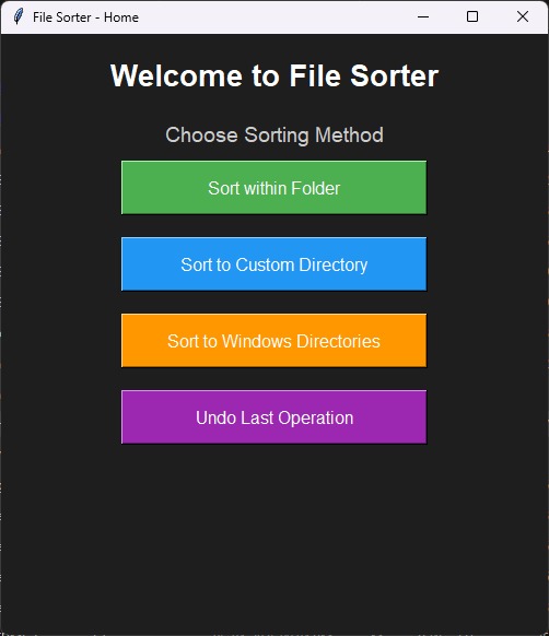 Auto File Sorter Main Interface